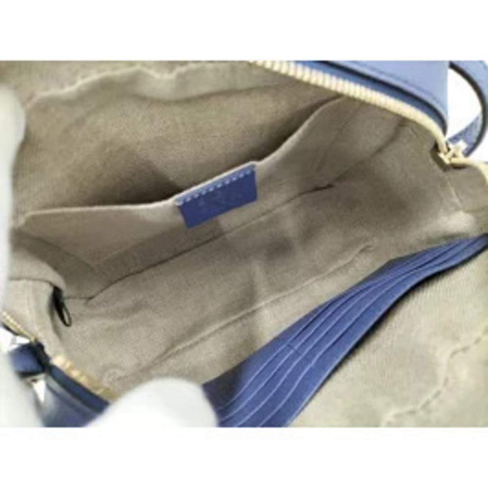 GUCCI Shoulder Bag GG Canvas Leather Beige Brown Blue - Picture 8 of 9